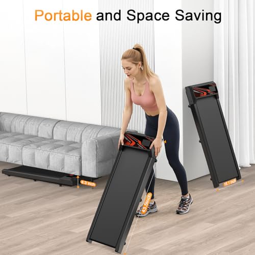 Image of Walking Treadmill Pad with Adjustable Incline, Portable Walking Treadmill Under Desk with Handle Bar 2.5HP for Home and Office 265Lbs Weight Capacity with LED Display APP