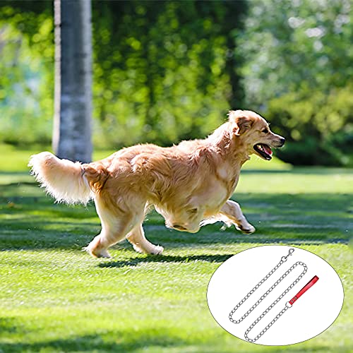 Jinlaili Hundeleine Stark Metall Kettenleine, 120cm Hochleistungs-Hundekette für große Hunde, Hochleistungs-Hundekette Leine Ketten Leine Hund Haltbar für mittelgroße Hunde Training (Rot)