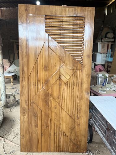 Image of Sagwan Wooden Made Fancy Gate for Your Home and Kitchen Front Door with Unique and Stylish Design Hand Carved Size 81x39 Inch Thickness 1.5 Inch, Brown