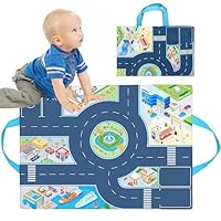 1 Piece Portable Car Play Mat, Kids Car Rug with Road Design, Educational Toy Car Mat for Children Aged 1-6, Ideal for Indoor and Outdoor Play, Travel and Birthday Gifts