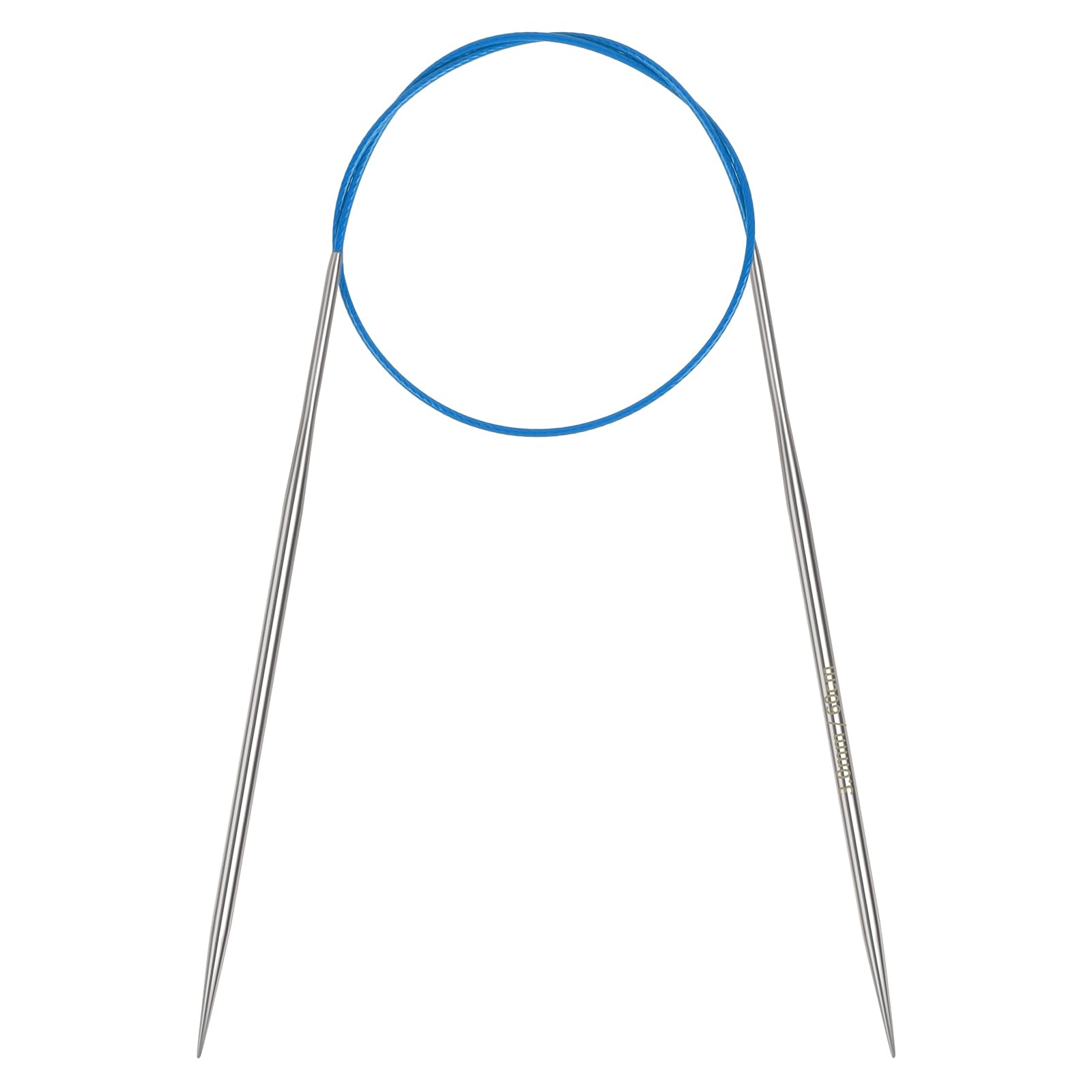 Coopay 3mm Circular Knitting Needles 60cm, Stainless Steel Circular Needles with Flexible Cable, Round Knitting Needles for Knit Socks, Fixed Metal Circle Knitting Pins for Small Projects