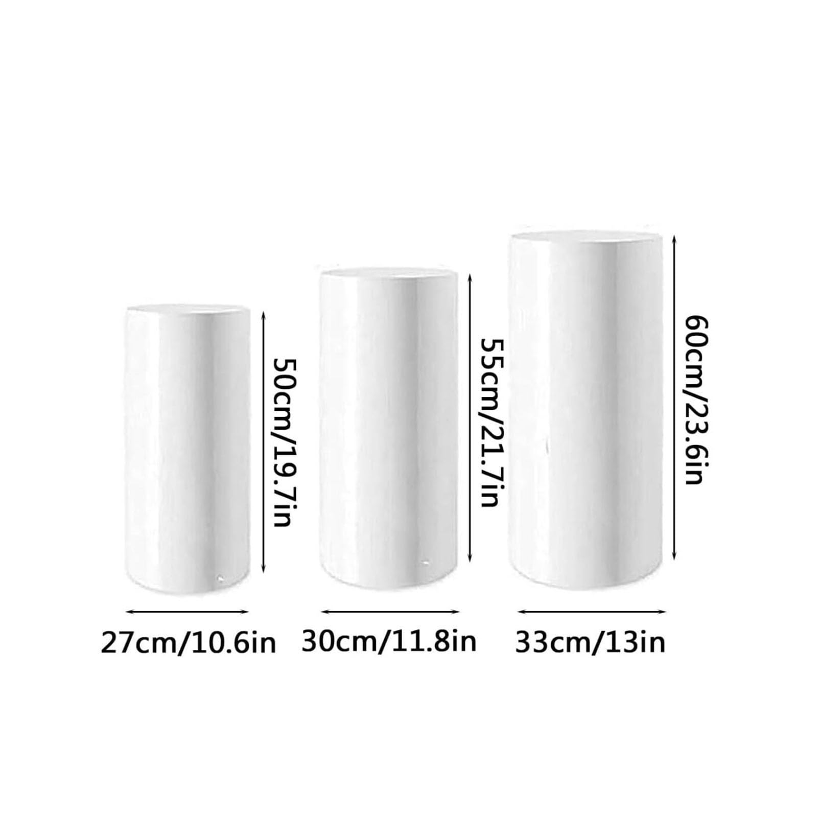 Stoły cylindryczne na imprezy, dekoracje, podstawki pod desery, pokrowce stół, wesela, urodziny(Black,3pcs)