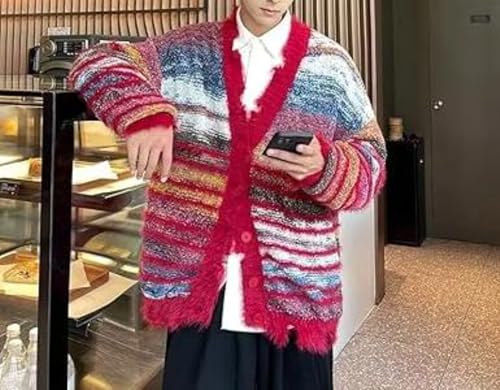 Knitted Sweaters Striped Cardigan V-Neck Button Down Long Sleeve Cardigan Y2K Fall Sweater Outwear Cardigan Unisex3