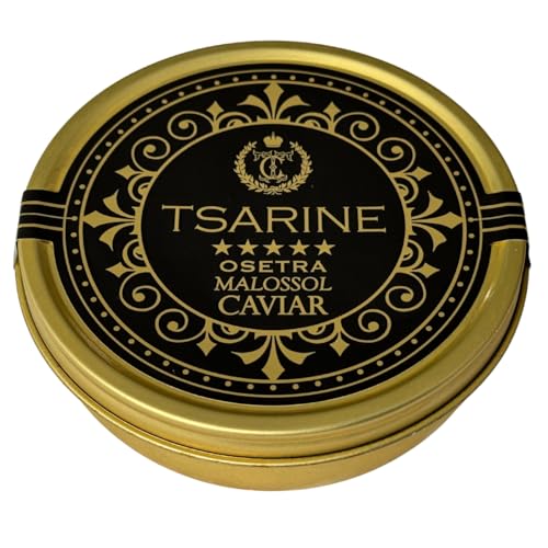 Schwarzer Störkaviar | Sibirischer Stör | Acipenser baerii | Fischkaviar | Malossol-Kaviar | Schwarzer Kaviar | Marke - TSARINE Caviar | Kostenlose Express-Kühllieferung (250g)