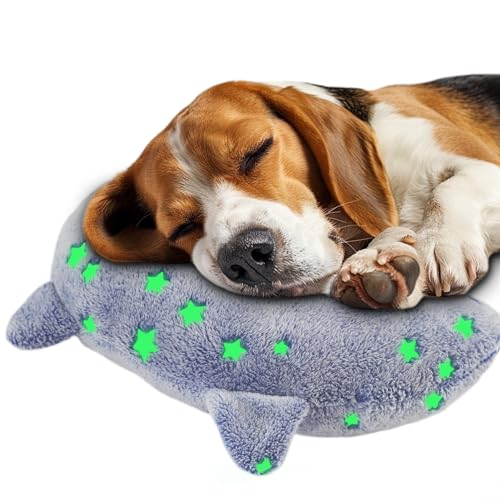 POMESEA Kissen für Hunde, Hunde-Nackenkissen, weich, flauschig, beruhigendes Spielzeug, halber Donut-Kuscheler, U-förmiges Kissen für Haustier, Gelenkentlastung, Schlafverbesserung (Blau)