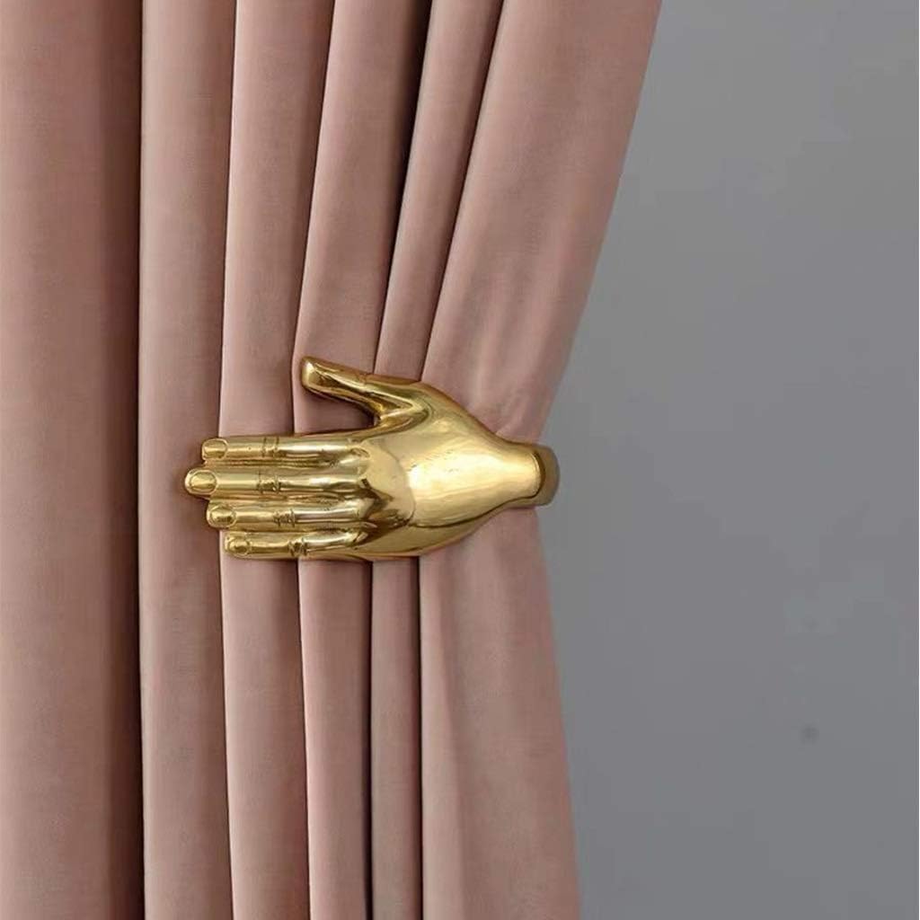 ZRAGEK Curtain Tiebacks Zinc Alloy Curtain Holdbacks, Gold Left Right Hand Curtain Hook, Personality Retro Villa Living Room Curtain Wall Decoration, Installation Required