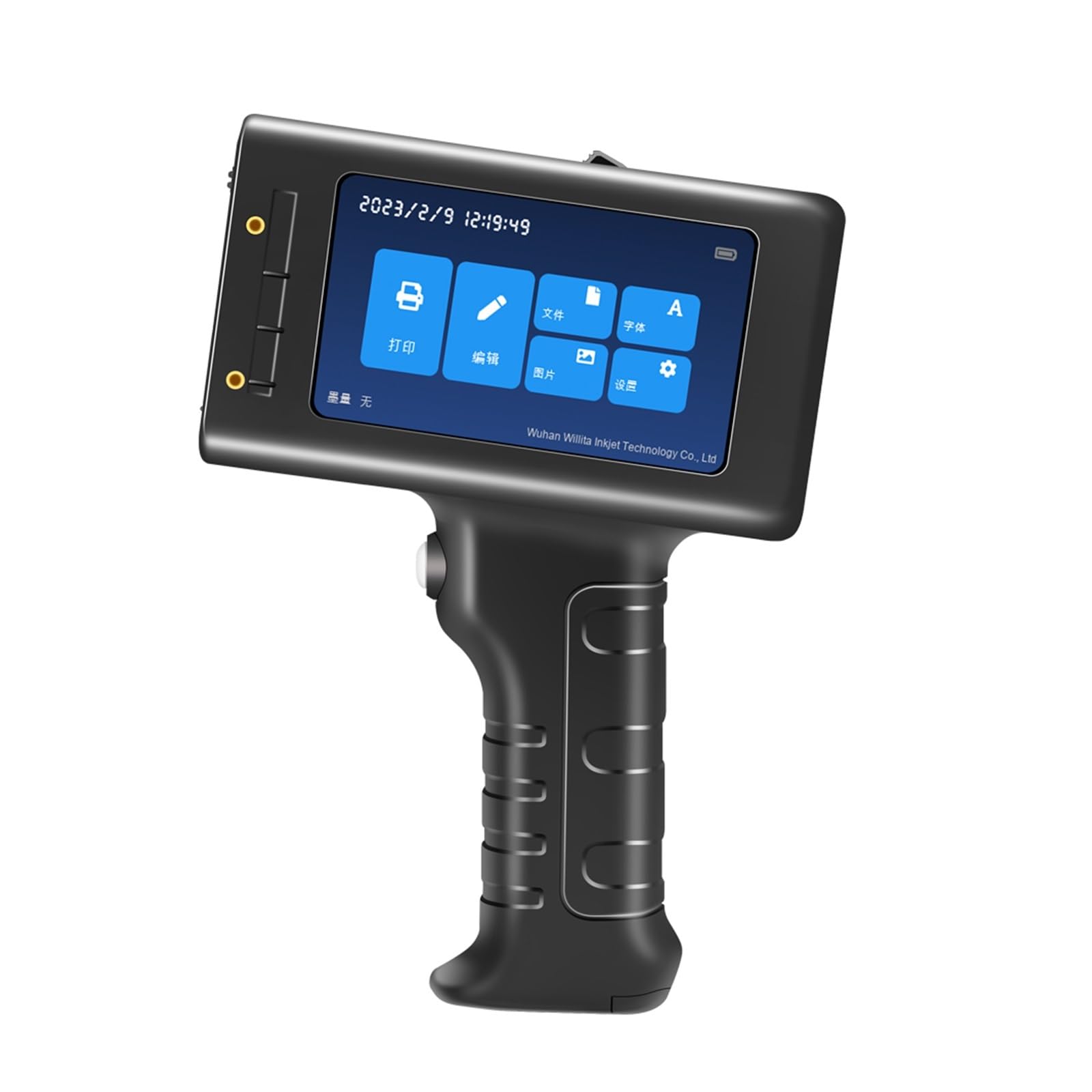 MYUYEE Portable Inkjet Coder, 12.7Mm Label Printer, Qr Strip Batch Code Numbering Logo Handheld Inkjet Printer, Permanent Ink (1 Printer3 Ink 1)