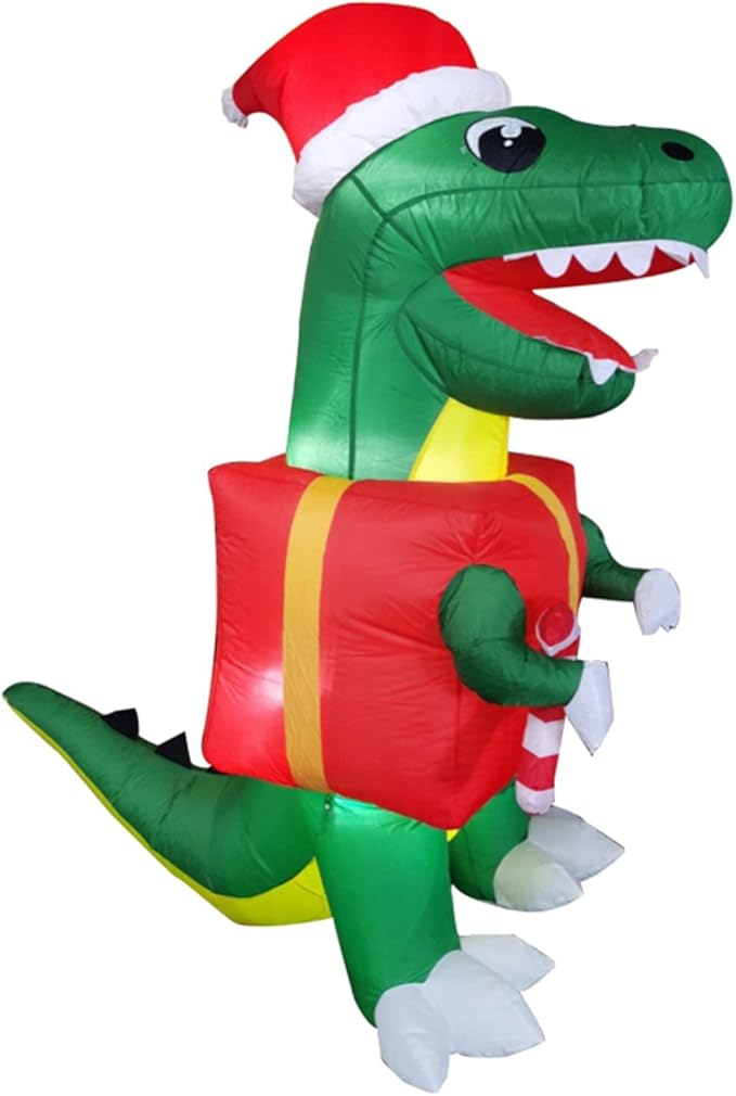Christmas Inflatable Decorations Tyrannosaurus Dinosaur 7 Feet Tall with LED Lights Outdoor Garden Decoration(Size:EU Plug)
