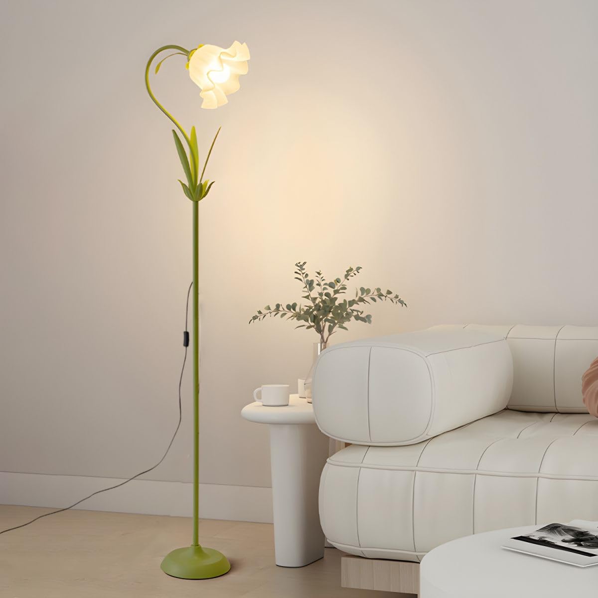 SEEAIRSHOP Modern Flower Shape Floor Lamp, Macaron Green 1-Light