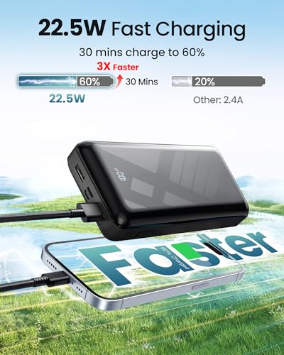 Power Bank 27000mAh, 22.5W PD20W USB-C Power Bank vanjske baterije za mobilni telefon s LED zaslonom, prijenosni punjač Kompatibilan s iPhone 16 15 14 13 12 11 Pro
