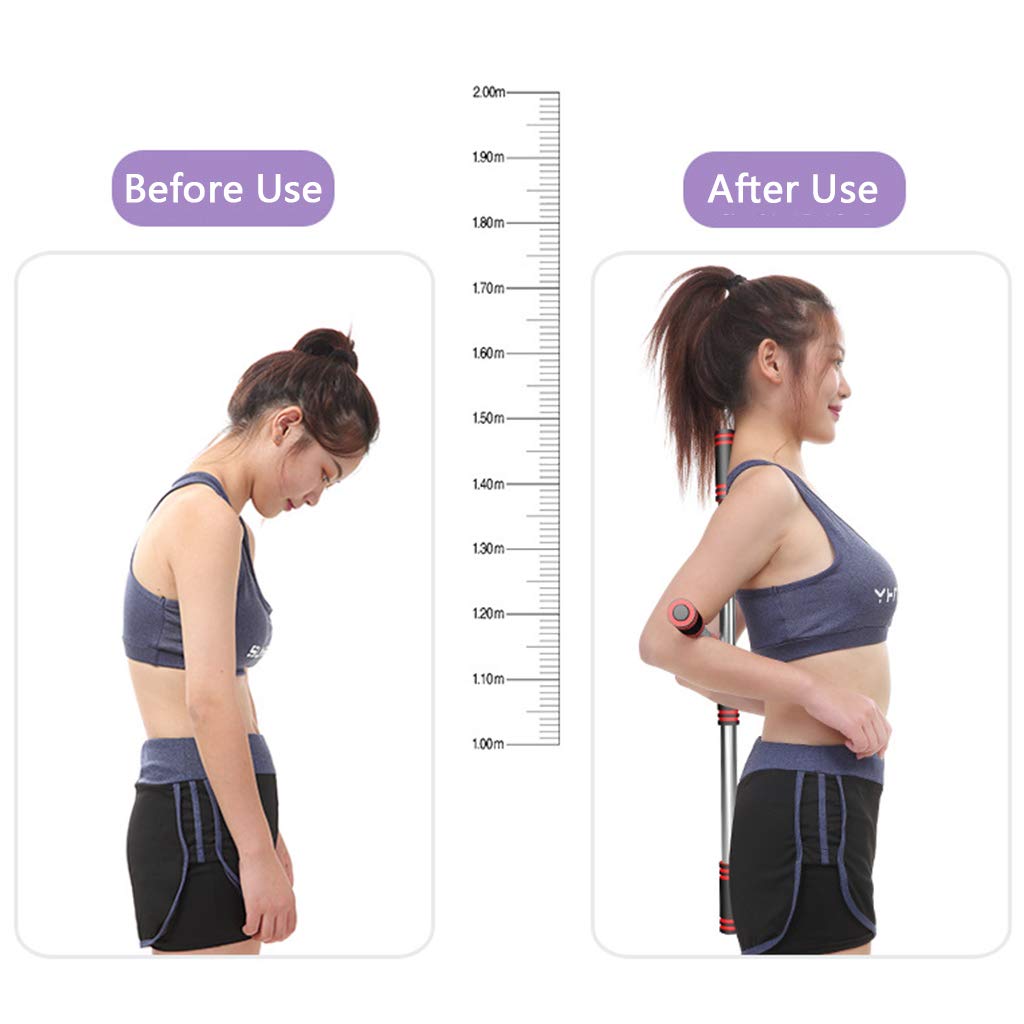 Bâton D'Étirement Du Dos Yoga - Redresseur Posture - Barre De Fitness Pour Maison - Acier Inox Et Mousse