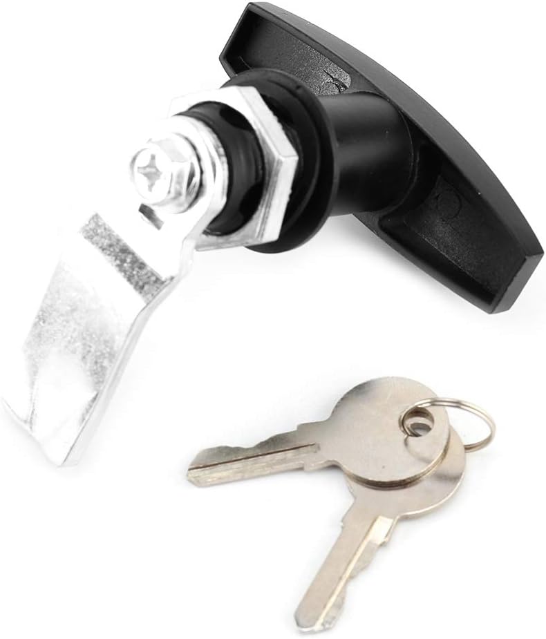Truck Locking T Handles Topper Lock, Rear Fixing Handle Lock Tool Box Garage Door lock canopy with Keys for Trailer Canopy(Black) Suitable and Canopy (Black) (Black)