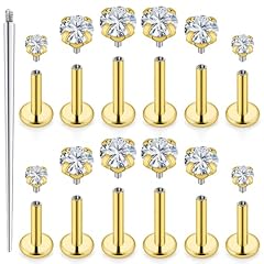 Gold-16G（1.2mm)-6mm 8mm 10mm Bars-2mm 3mm 4mm CZ