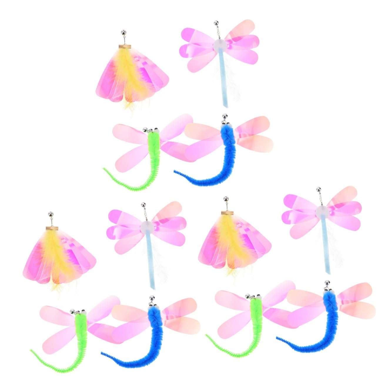 Kisangel 24pièces Recharges De Jouets à Plumes pour Remplacements De Canne Chat avec Libellules Et Et Interactif