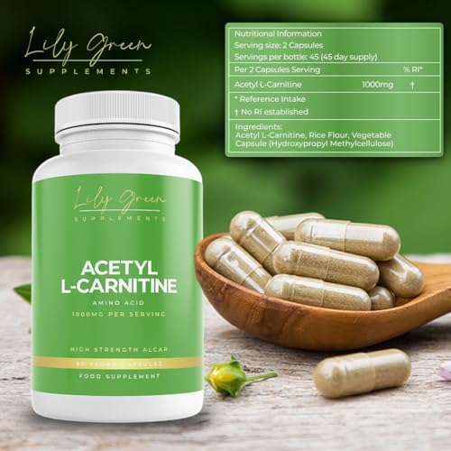 Lily Green Acetyl l Carnitine Capsules | 1000mg Per Serving Acetyl-l-Carnitine Nutritional Supplements | High Strength ALCAR | Non-GMO & No Artificial Fillers | 90 Vegan Capsules | Made in UK - Image 5