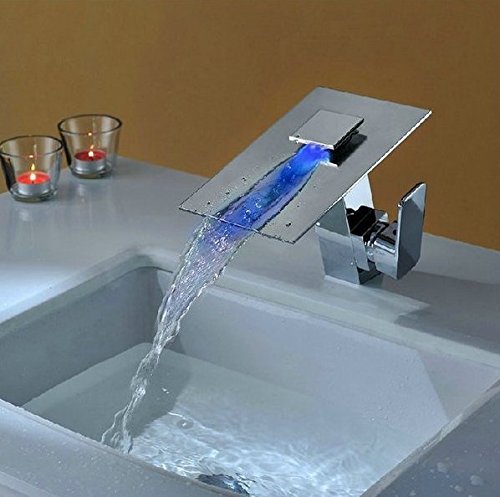 Mitigeur de lavabo LED Gowe cascade chromé pour salle de bain