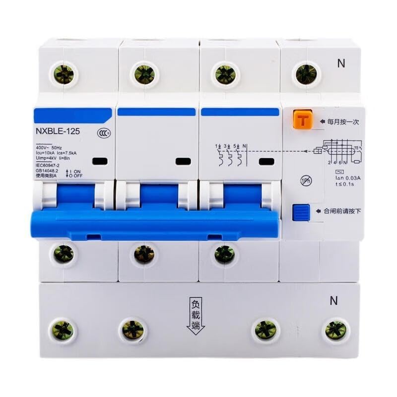 Disjoncteur différentiel NXBLE-125 3P+N D80 30mA contre fuites électriques