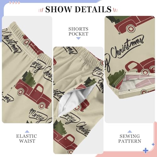 Red Christmas Retro Truck Boys Pants for Kids Jogger Pants with Pockets S-XL4