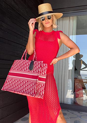 Crochet Swimsuit Cover Up for Women, Sexy Long Beach Dress Side Split Bikini Bathing Suit3