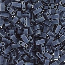 Miyuki TILA Half Cut 5x2.3mm 2 Hole Gunmetal Opaque Matte HTL2001 5.2Gms Vial of Japanese Glass Beads