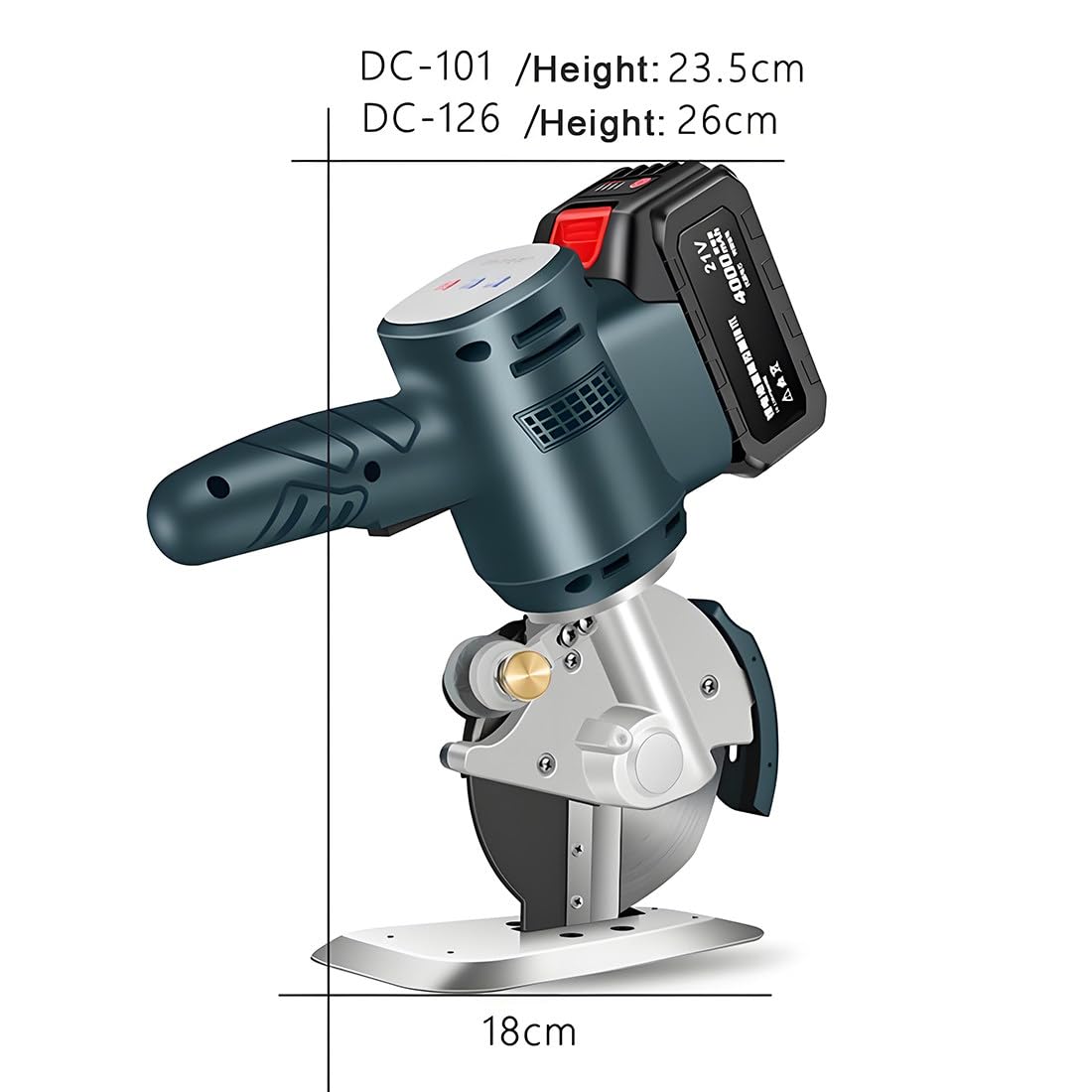 Cortador de tela inalámbrico profesional con afilado automático, corta tela, cuero, alfombras de hasta 45 mm, incluye 2 baterías recargables