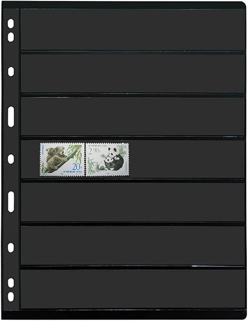 20 Sheet Stamp Pages, 7 Pockets Pages for Stamp Collectors, 9-Hole Standard Page Fit Stamp Album Binder, Professional Pack