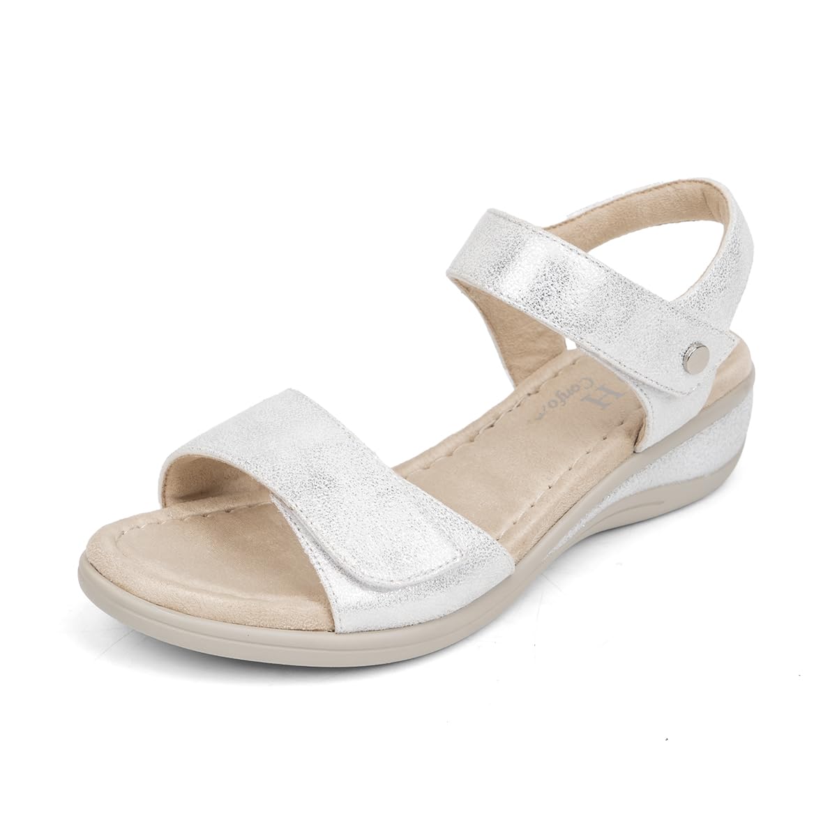 VJH confort Women's Wedge Sandals Low Heel Comfortable Hook-and-Loop Strap Open Toe Platform Summer Shoe