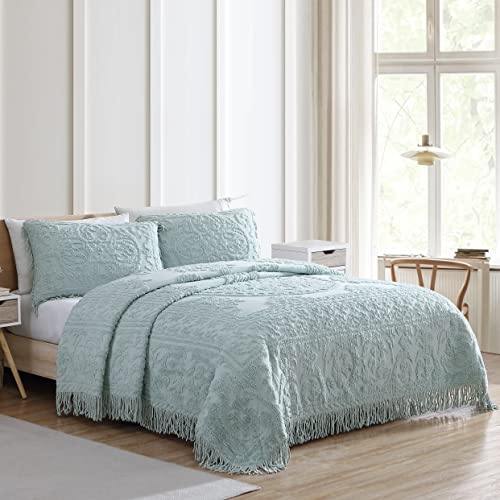 Image of Beatrice Home Fashions Medallion King Cotton Chenille Sham, Blue