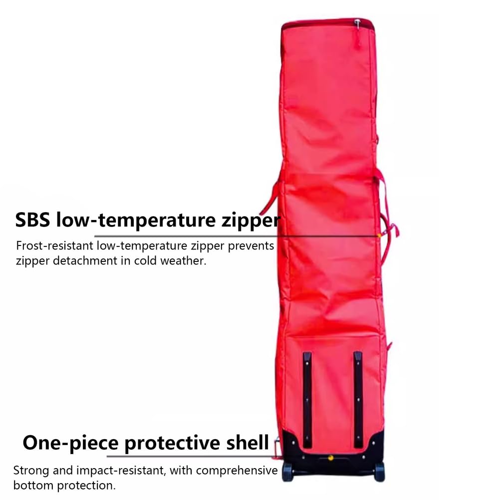 Housse de Skis imperméable à roulettes, Double Housse de Snowboard à roulettes pour Les Voyages en Avion, Extensible de 165 à 177 cm, Convient à Un ou Deux Skis.