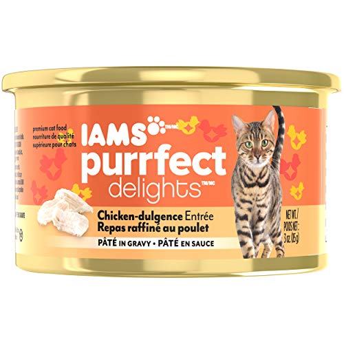 IAMS PURRFECT DELIGHTS Pate in Gravy Chicken-dulgence Entrée Canned Cat Food 3 oz. (Pack of 24)