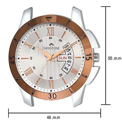 SWISSTONE Analog Men's Watch (Silver Dial Brown Colored Strap)