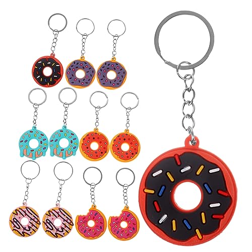KONTONTY 12Pcs Cute Donut Shaped Keychains Fashion Hanging Charms for Bag and Wallet Eye Catching Dessert Themed Accessories Sweet Style Pendant Ornaments