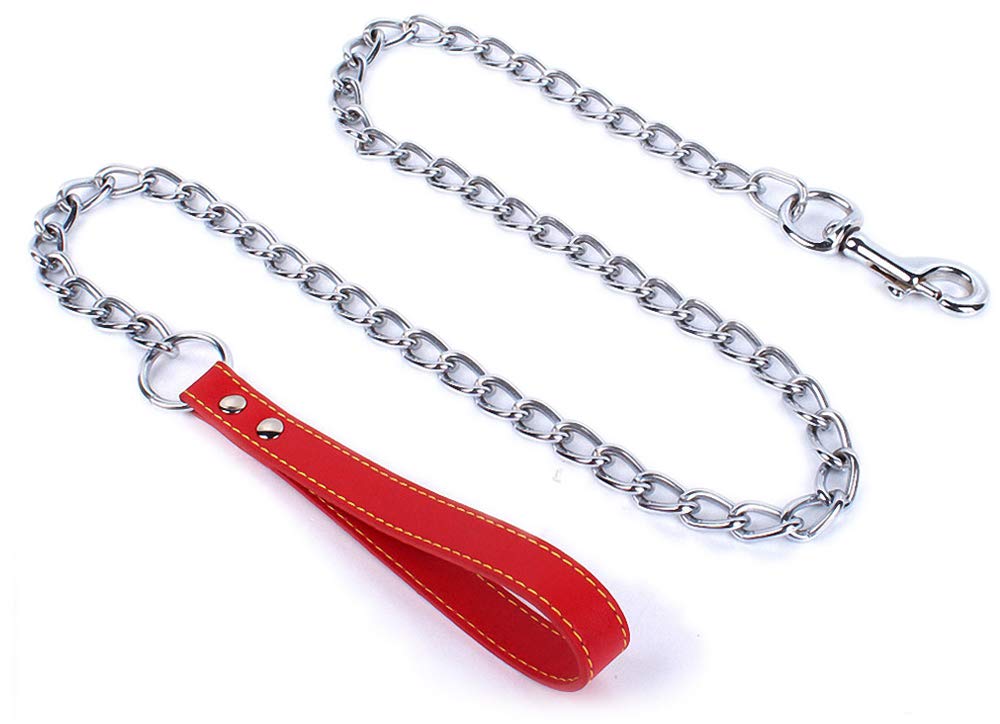 Ulalaza Dog Collar Leash Chain Set Adjustable Training Collars Choke Necklace P Chock Metal Link Choker Controlled Pulling for Pet