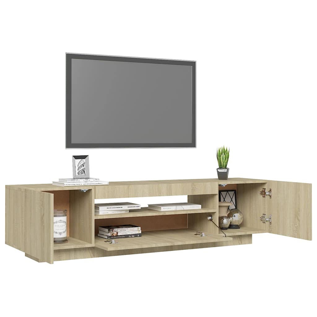 Mobile TV BDW 160x33x40 Cm | 2 Ante E 2 Ripiani, Rovere Sonoma, Per Soggiorno O Camera