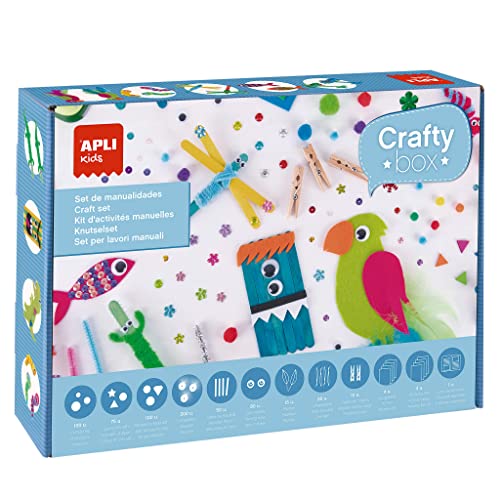 APLI Kids 19258 - CRAFTY BOX, Set de materiales variados para manualidades infantiles
