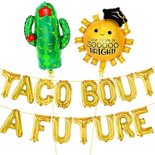 Image of KatchOn, Taco Bout A Future Balloons Set - Pack of 17 | Taco Sun & Cactus Foil Balloon For Graduation Decorations 2026 | Taco Bout A Future Graduation Banner For Festa Graduation Party Decorations