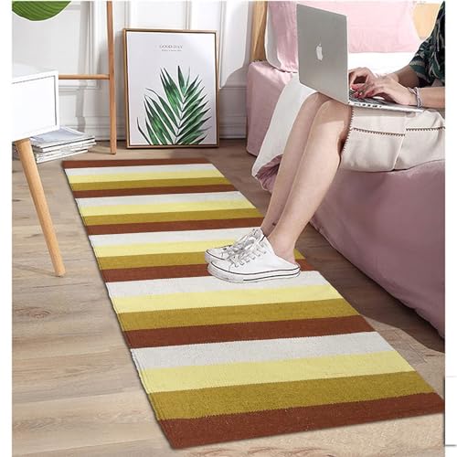 Image of 2x5 ft Cotton Carpet Runner - Lightweight, Foldable Rug for Hallway, Kitchen & Transitional Interiors