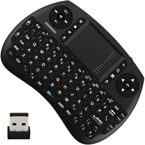 Dewlawn Mini Clavier sans Fil Bluetooth 2.4 GHz, Petit Clavier Bluetooth Ergonomique avec Pavé Tactile pour Android TV Box PC HTPC Console Smart TV