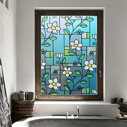 Smart Window Flower and leaf Privacy Window Frosting Film Sticker Vinyl Sheets for Front Door/Bathroom/Sidelight/Windows (17.7" x 78.7 " inches, Multicolour) (B08Y6JCFPL) Amazon Price History, Amazon Price Tracker