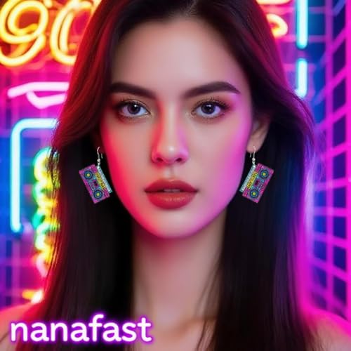 Nanafast 80s Earrings for Women Retro 90s Neon Acrylic Earrings Vintage Cassette Tape Style Jewelry 70s 80s 90s Outfits & Party Accessories for Women3
