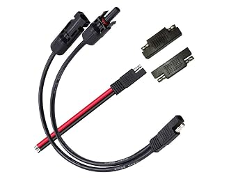 Solar Panel Connectors 10AWG Compatible with MC-4 Solar Connecter to SAE Adapter PV Extension Cable Wire for RV Caravan Solar Panels Battery Charger kit with Two SAE to SAE Polarity Reverse Adapters