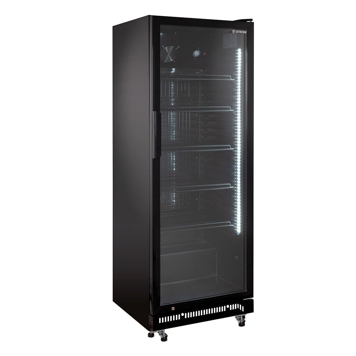 GastroHero Getränkekühlschrank GKS-360 I 360 L Getränkekühlschrank mit Glastür & LED I Flaschenkühlschrank abschließbar I Bierkühlschrank 0 bis +8 °C