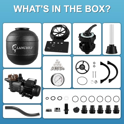 Image of LANCHEZ Sand Filter Pump for Above Ground Pool, Pool Pumps Above Ground, Pool Sand Filter with 7-Way Valve, 13in(3,500GPH)