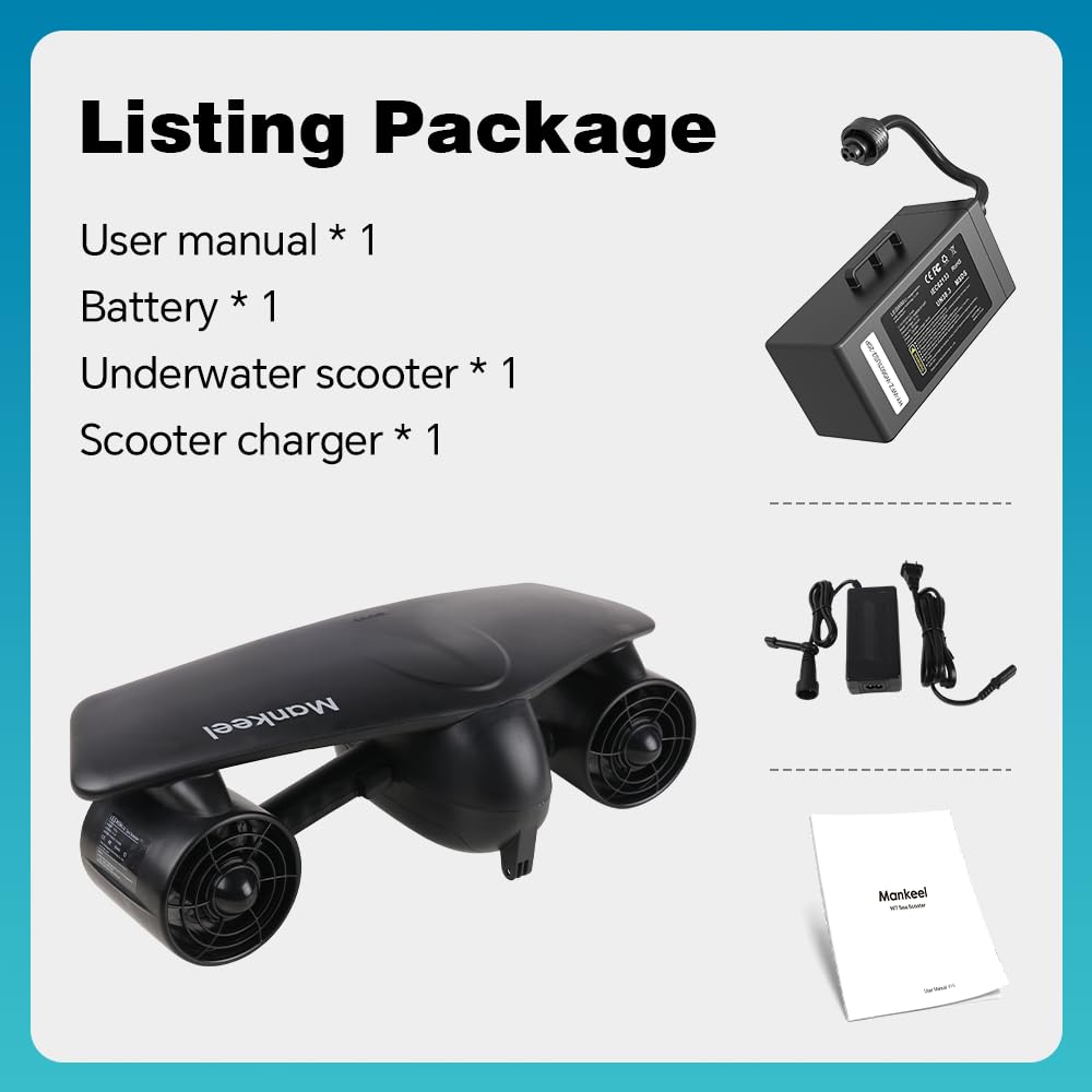 Patinete Eléctrico Subacuático – Mankeel Dual Motores con Soporte para cámara de acción para niños y Adultos, Patinete acuático Impermeable de 50 m para Buceo, esnórquel