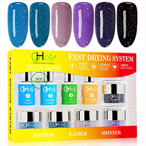 GH Dip Powder Nail Kit Acrylic Dip Powder Kit G6406(Shimmer Blue&Black)