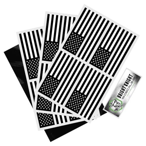 Image of Bright Knight Decals 2x1 inch Black Reflective American Flag Stickers, 12pcs | Standard American Flag Decals for Vehicles, Hard Hats, Trucks, and Motorcycles, USA Car Stickers, Patriotic Bumper Stickers