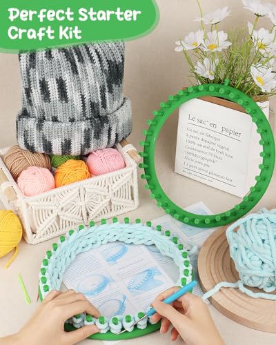 Image of Aeelike 2 PCS Round Knitting Loom for Hat Socks DIY Crafts, 9.4inch