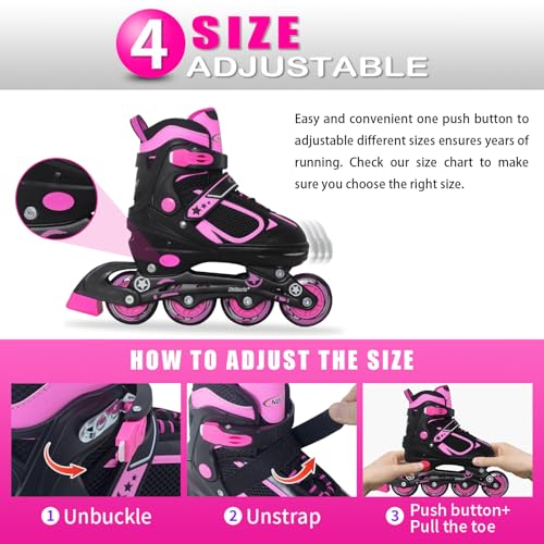 Image of Nattork Blade Roller Skates for Boys with Light Up Wheel, Outdoor & Indoor Illuminating Rose Inline Skates for Boys Little Kids Toddler Ages 5-8 4 5 6, Beginners