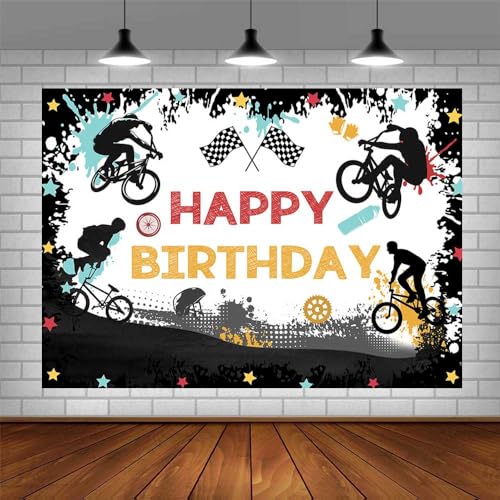  AIBIIN 2,1 x 1,5 m bicicletta compleanno sfondo bicicletta festa a tema compleanno banner ragazzi decorazioni di compleanno forniture per feste di buon compleanno sfondo per bici sport bomboniere