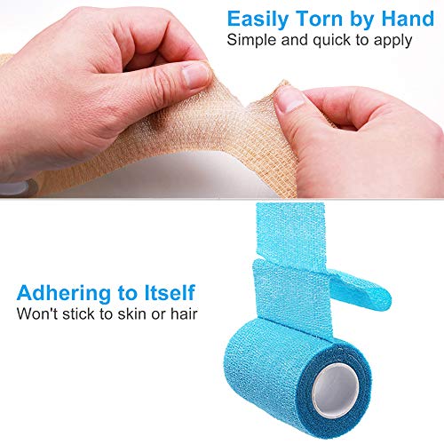 Lotfancy Self Adhesive Bandage Wrap, 4 Inch By 5 Yards, 10 Pack Self Adherent Cohesive Bandage, First Aid Medical Tape For Wrist, Ankle, Sprains And Swelling, Assorted Color #TOP1